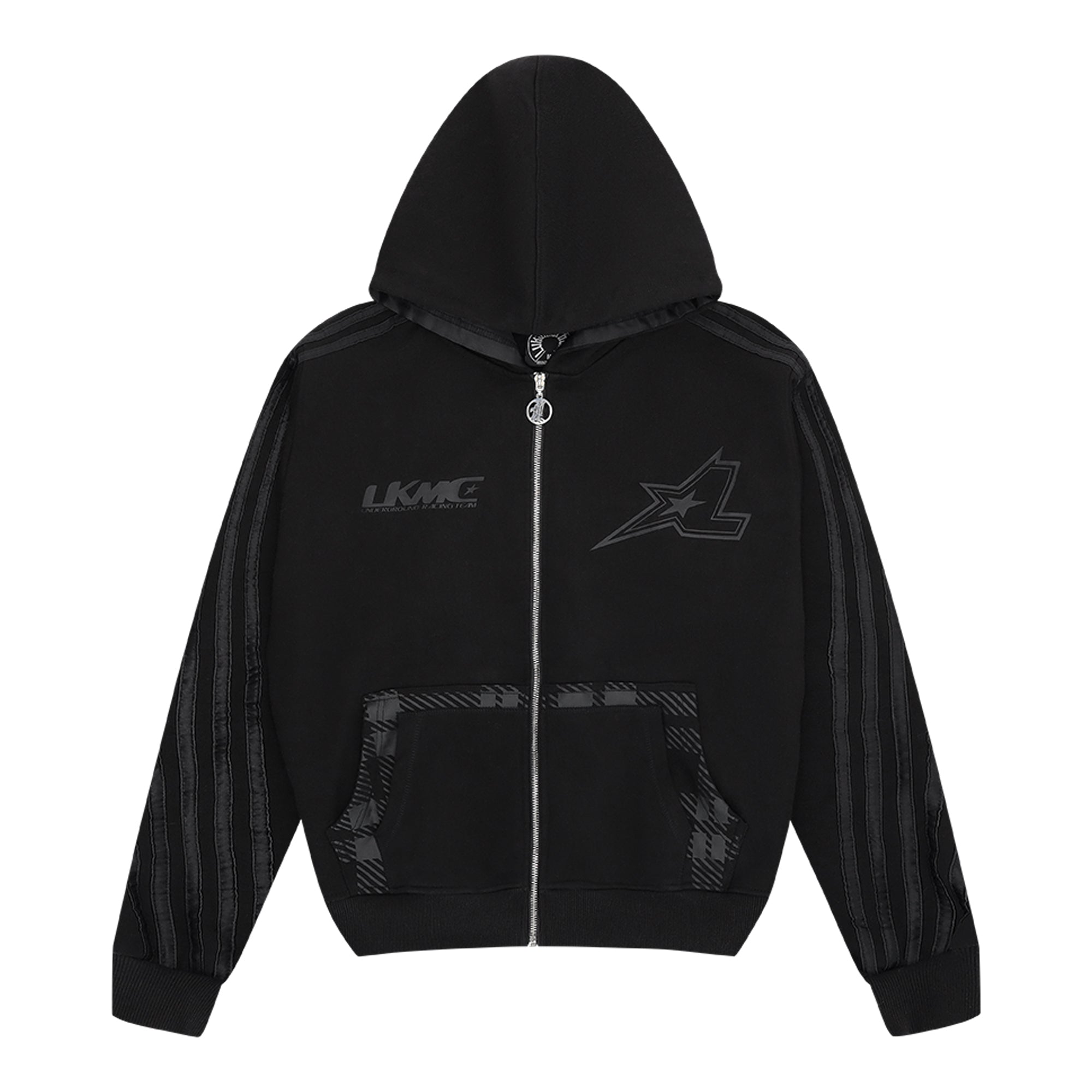 Zip Hoodie Striped - Black on Black