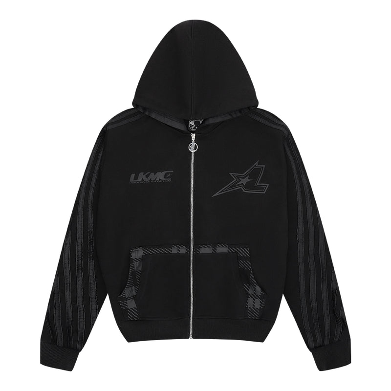 Zip Hoodie Striped - Black on Black