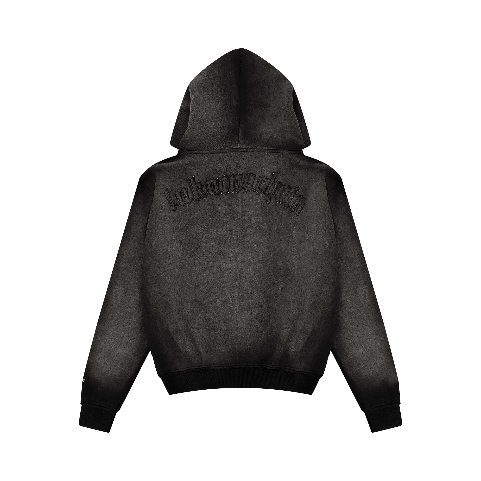 Distressed Zip Hoodie Dark Gray