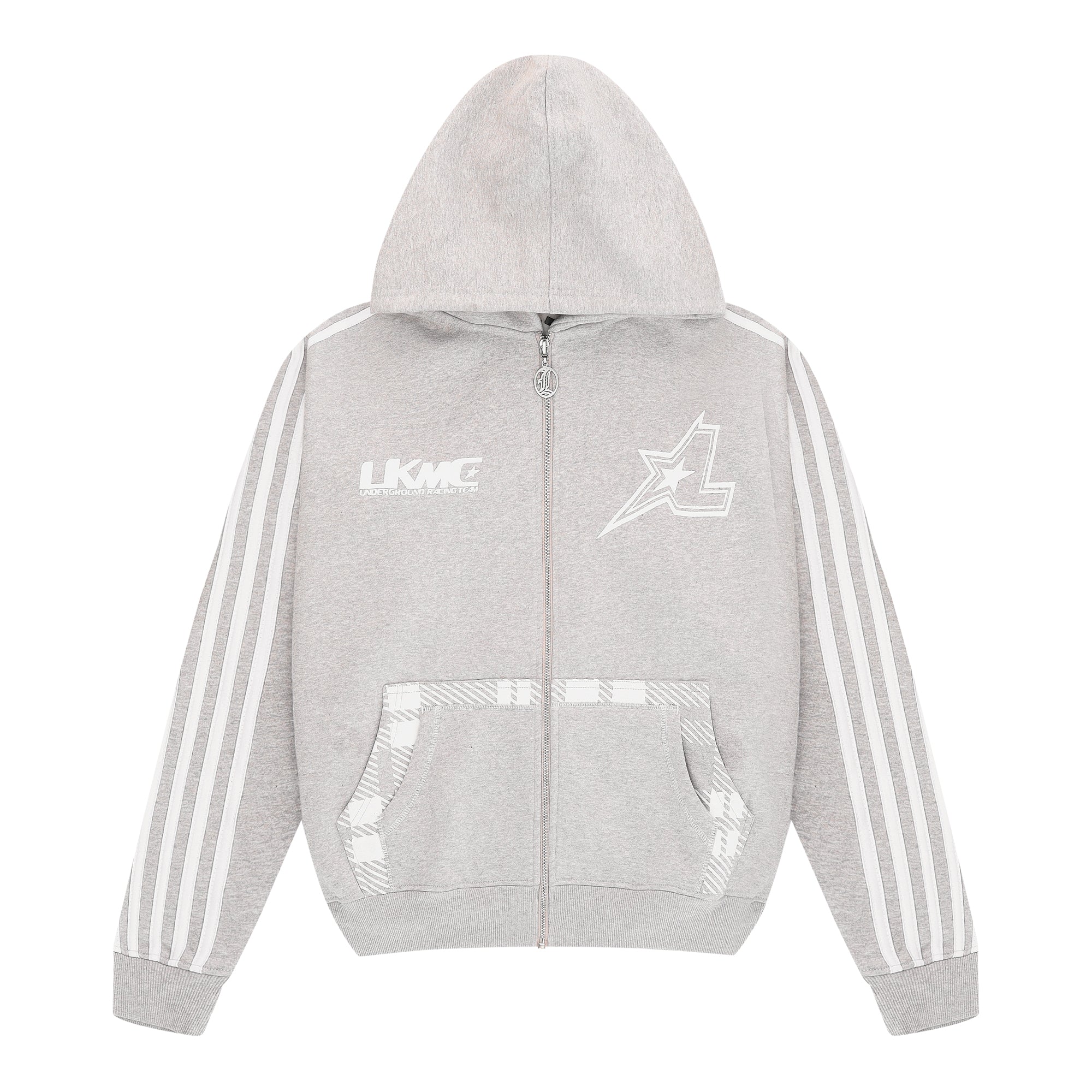 Zip Hoodie Striped - Gray