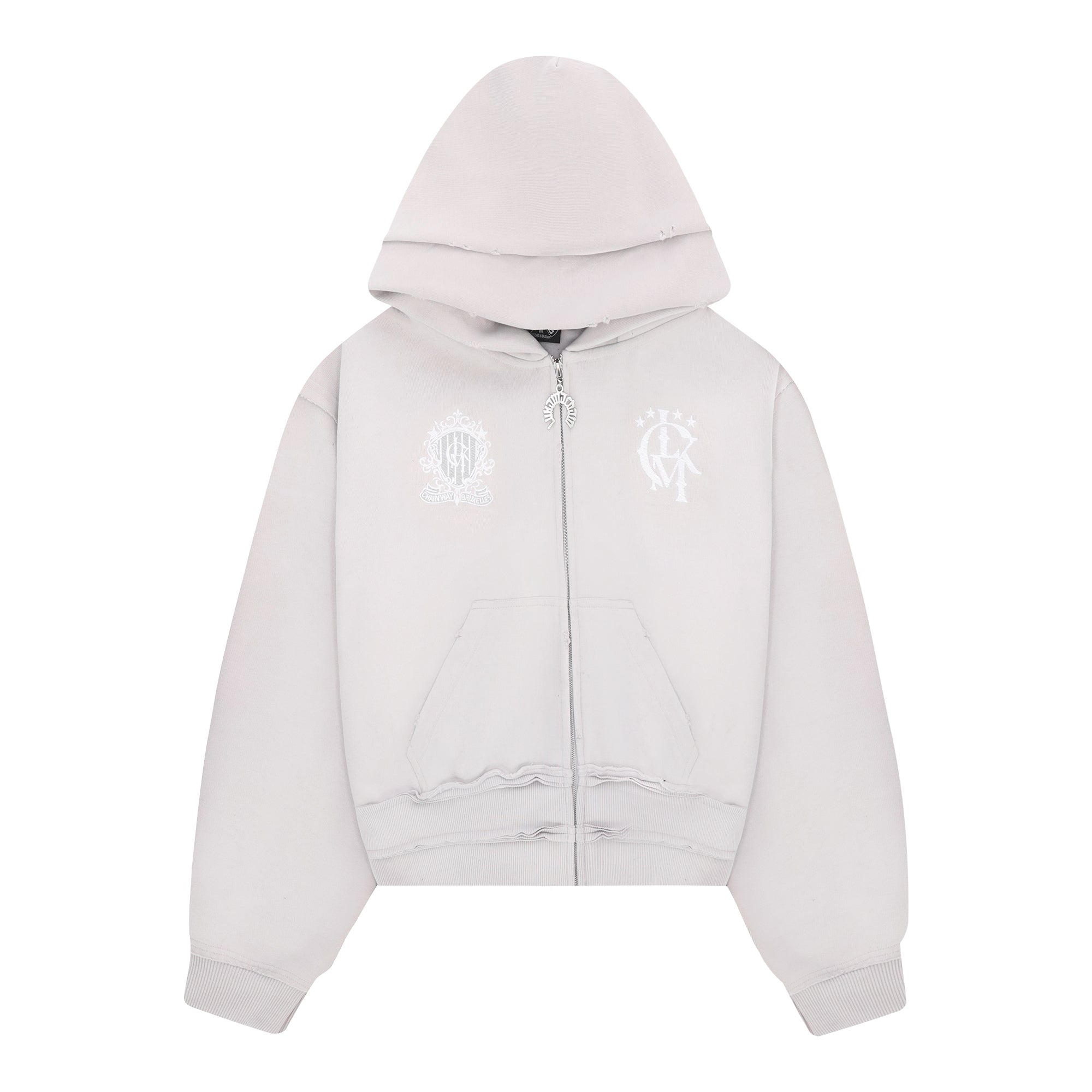 Distressed Zip Hoodie 2.0 - Light Gray