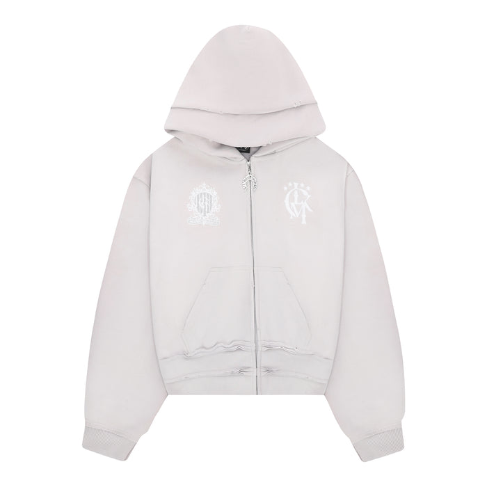 Distressed Zip Hoodie 2.0 - Light Gray