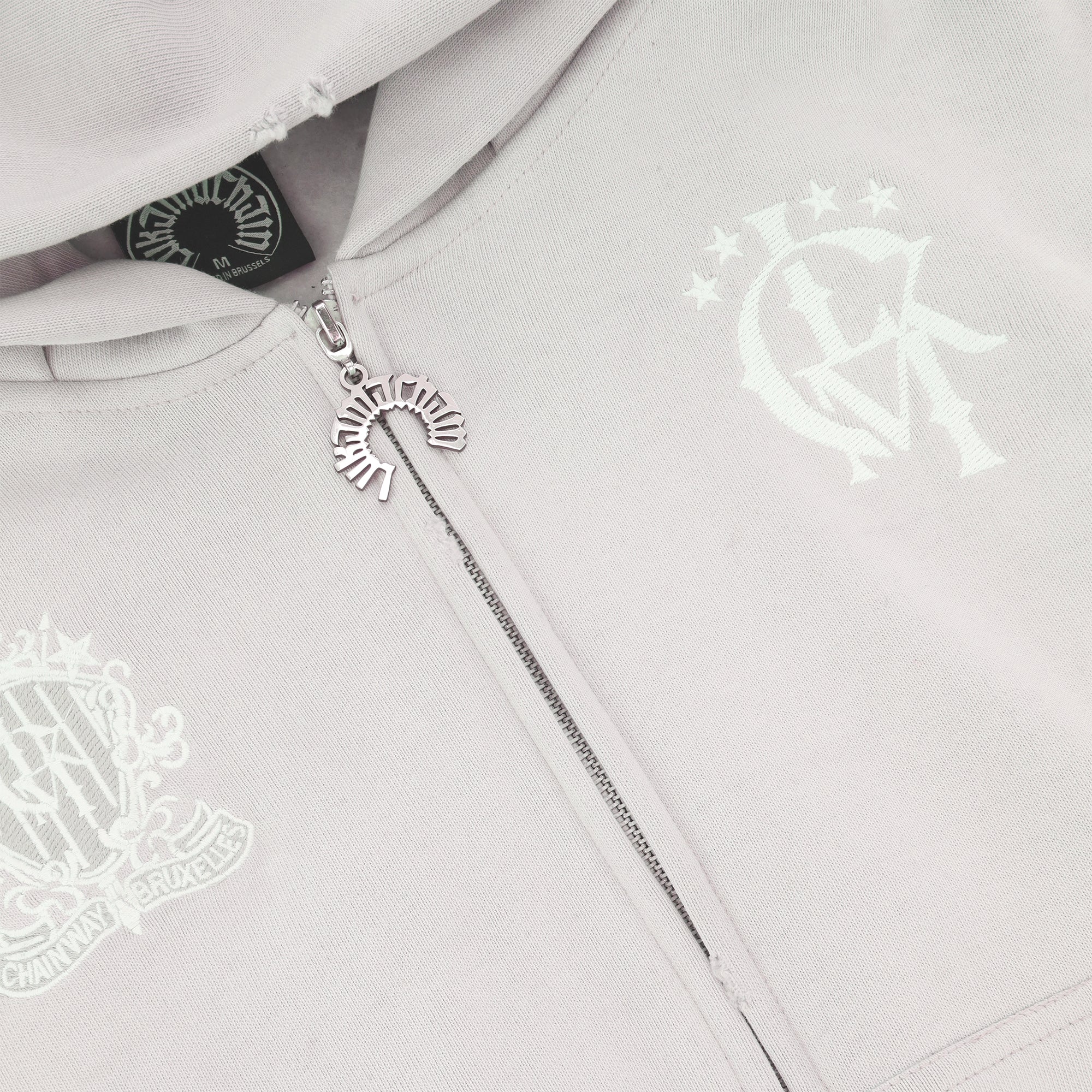 Distressed Zip Hoodie 2.0 - Light Gray