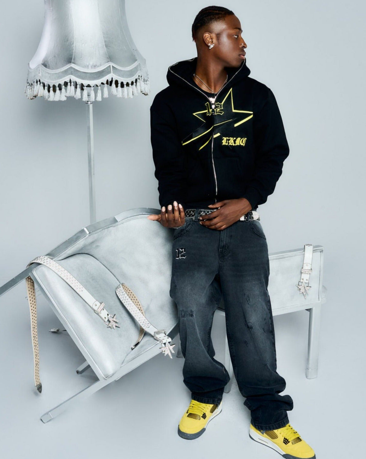 Falling StarBoy Full Zip Black&Yellow 𝖓𝖊𝖜! - lukamachain