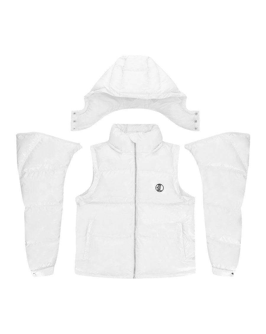 Graffiti Puffer Jacket (detachable) - White bodywarmer