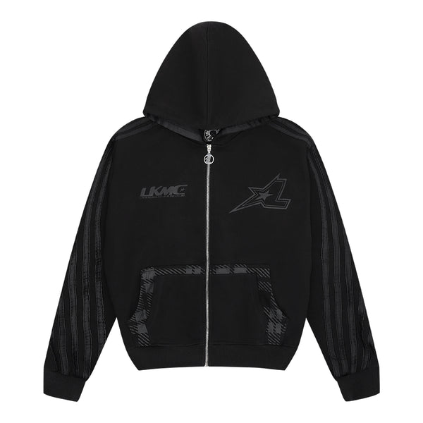 Zip Hoodie Striped - Black on  Black