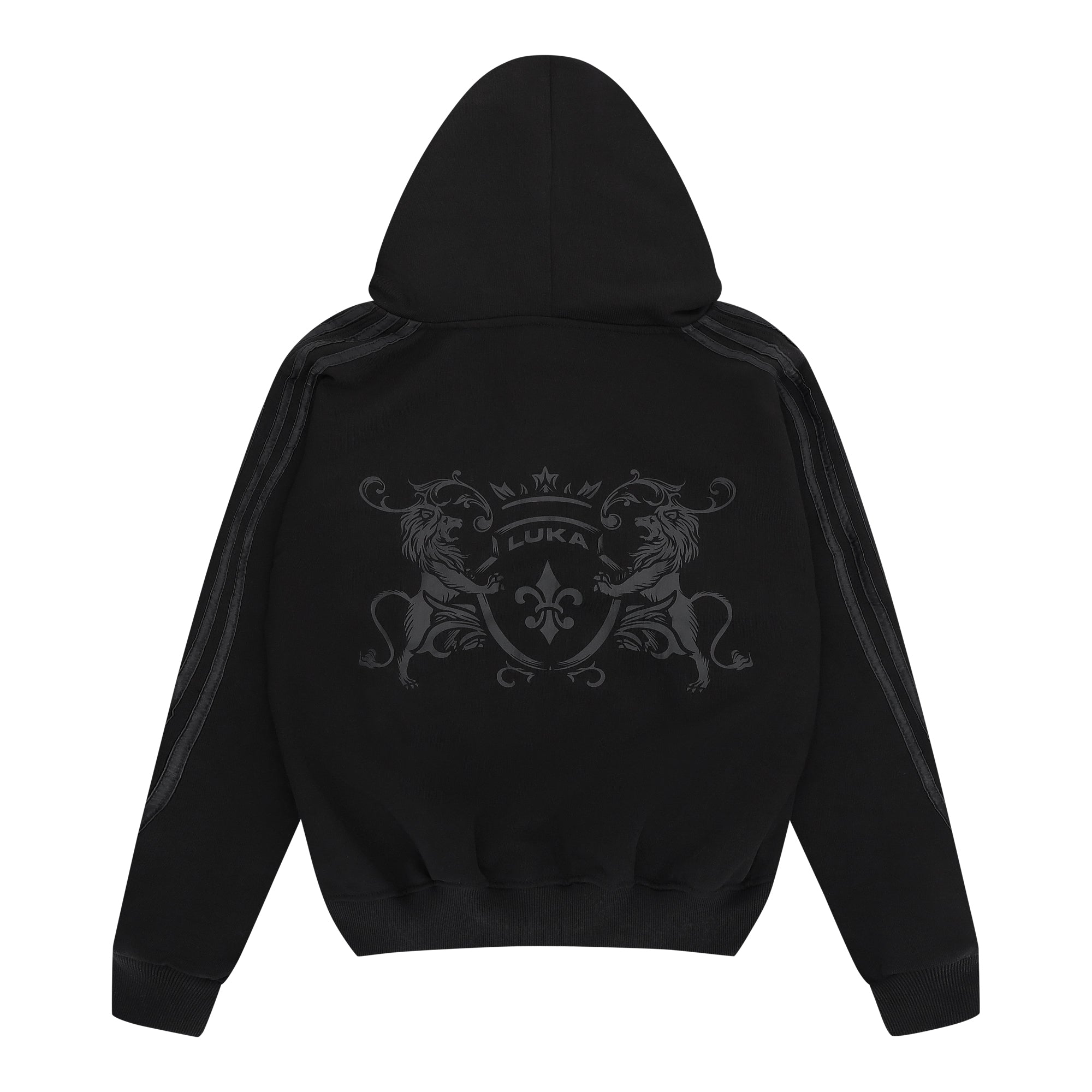 Zip Hoodie Striped - Black on  Black