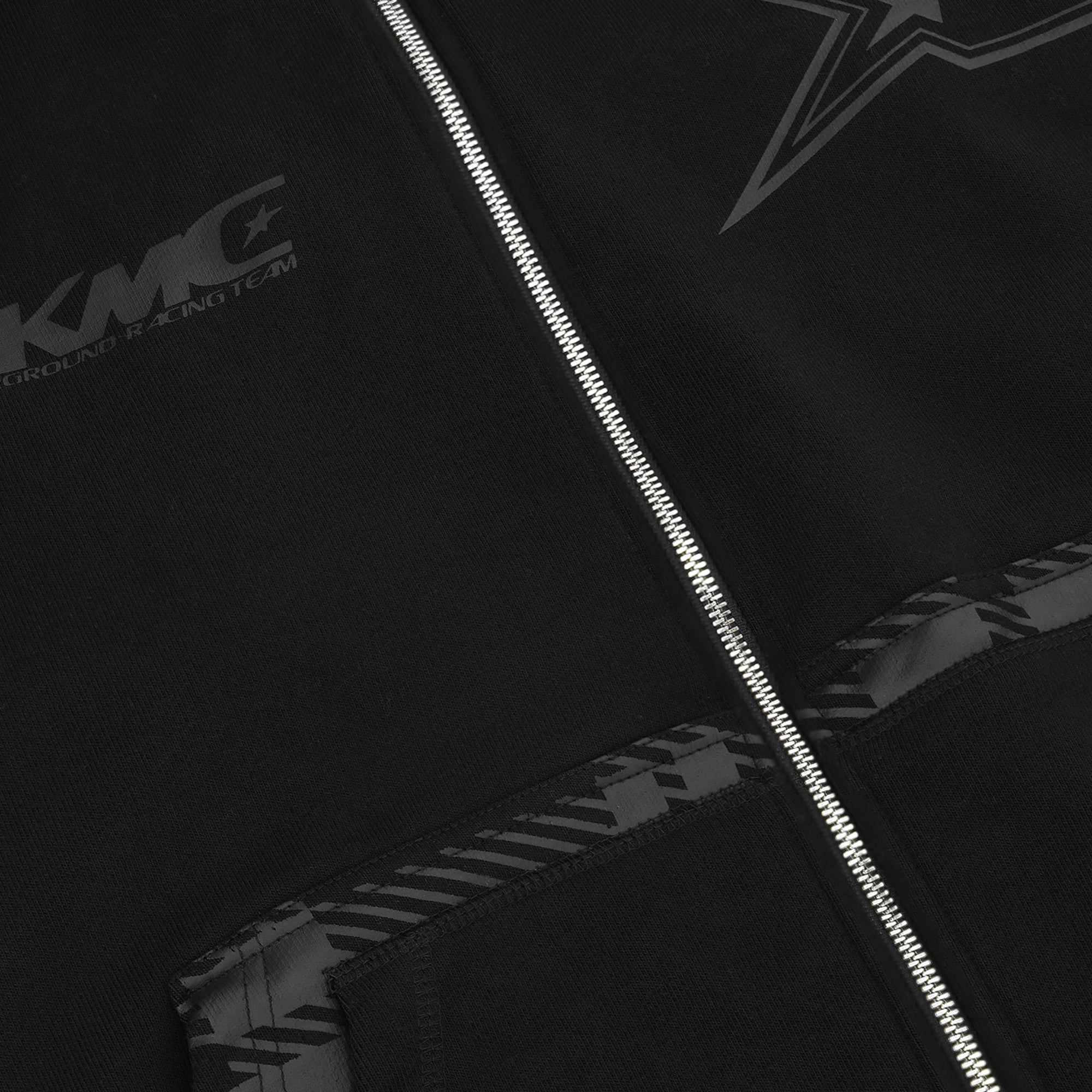 Zip Hoodie Striped - Black on  Black