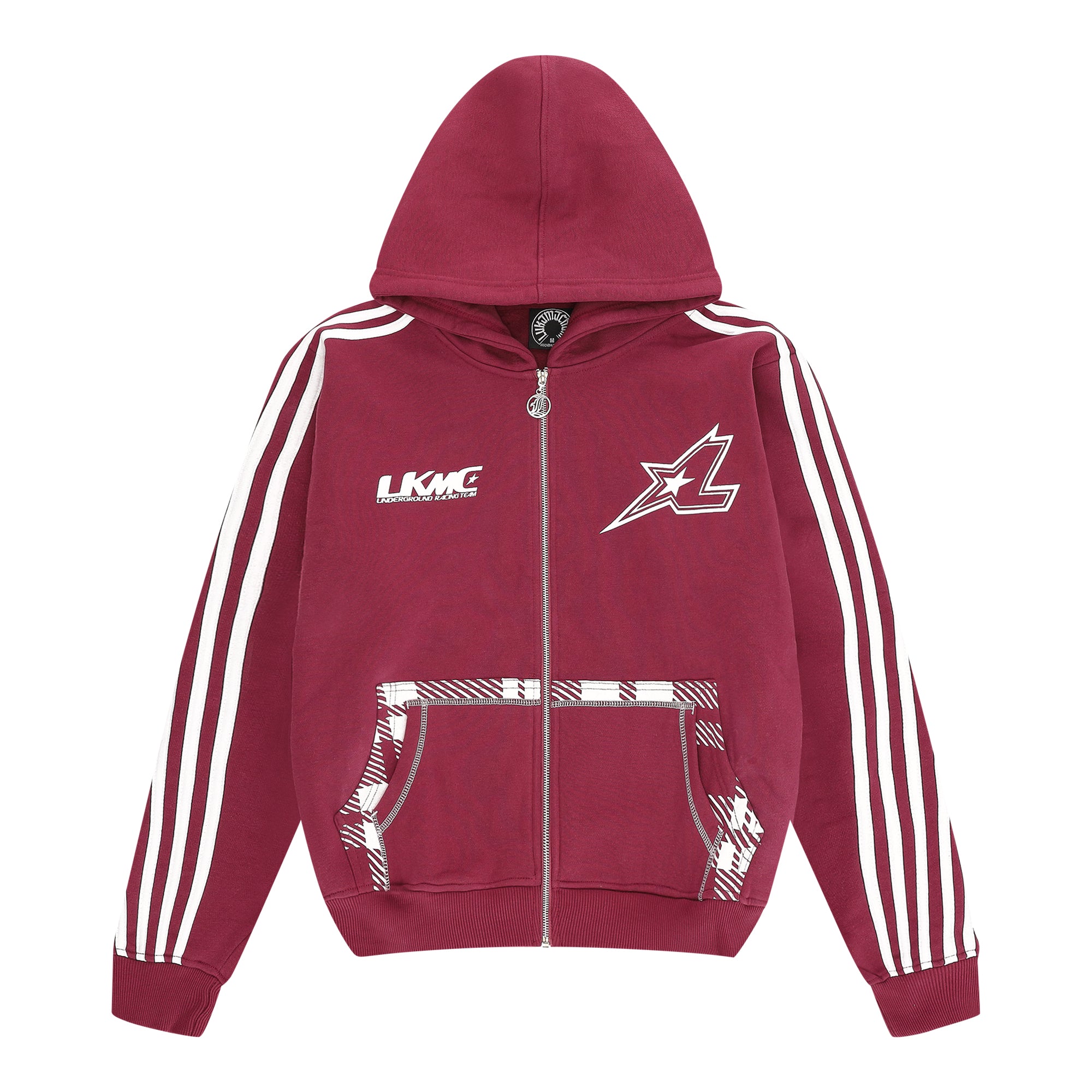 Zip Hoodie Striped - Burgundy