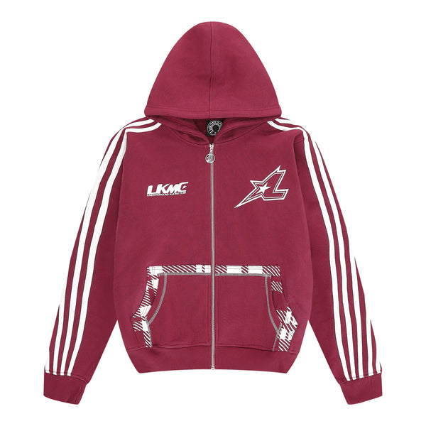 Zip Hoodie Striped - Burgundy