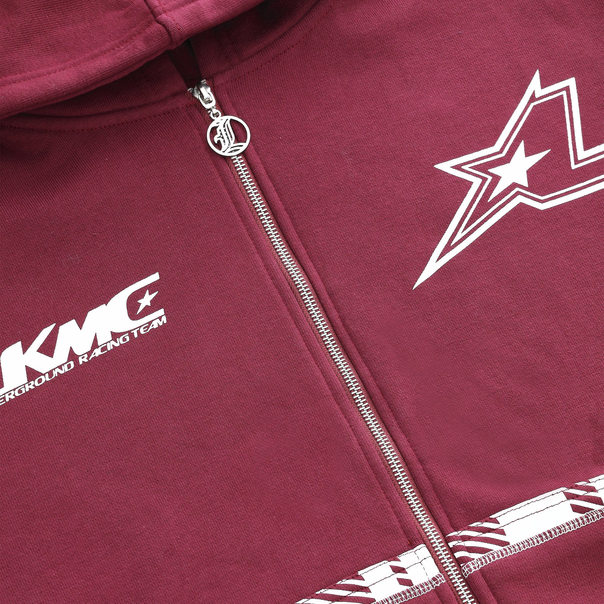 Zip Hoodie Striped - Burgundy