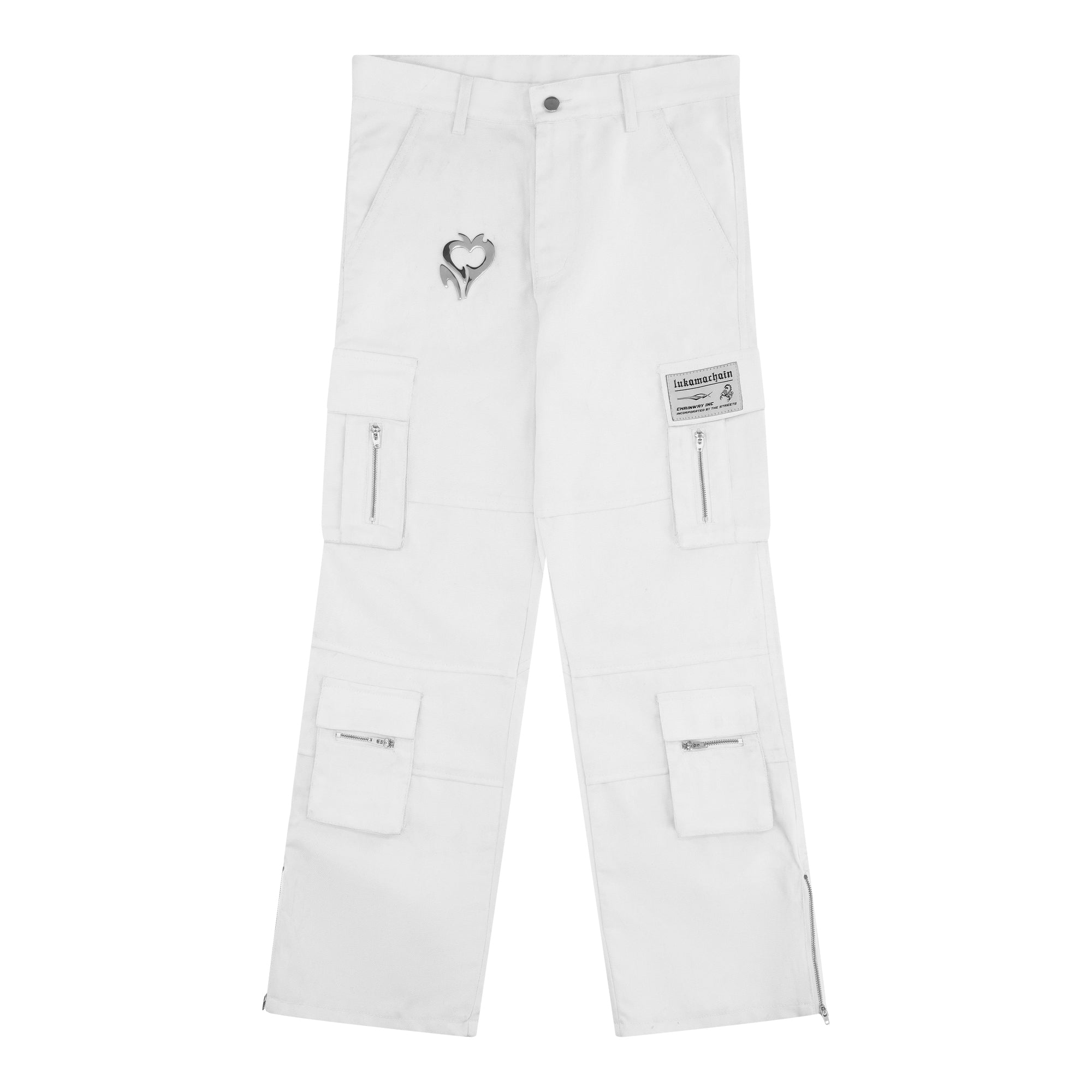 Chrome Cargo Pants White
