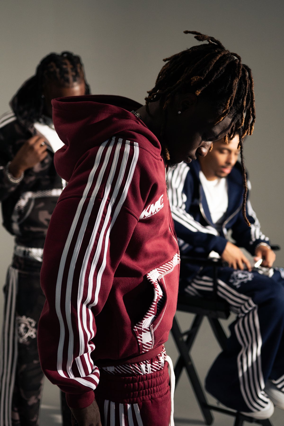 Zip Hoodie Striped - Burgundy