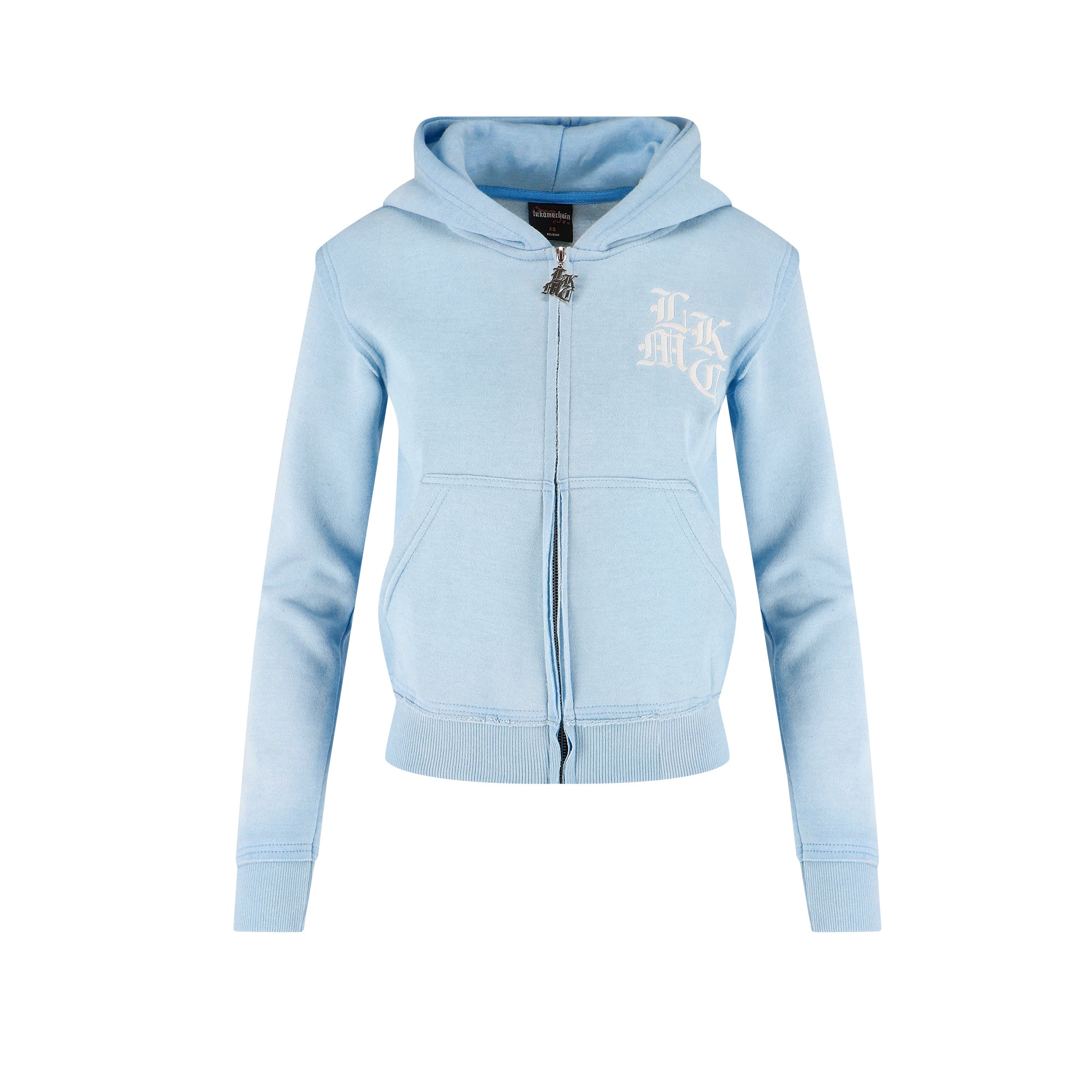 Distressed Zip Hoodie Baby Blue (Female version)