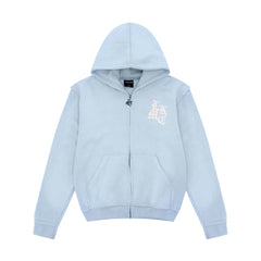 Distressed Zip Hoodie Baby Blue