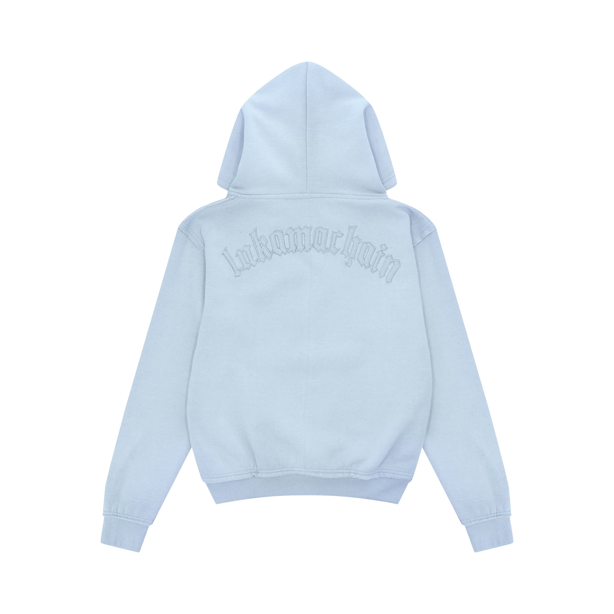 Distressed Zip Hoodie Baby Blue (Male version)