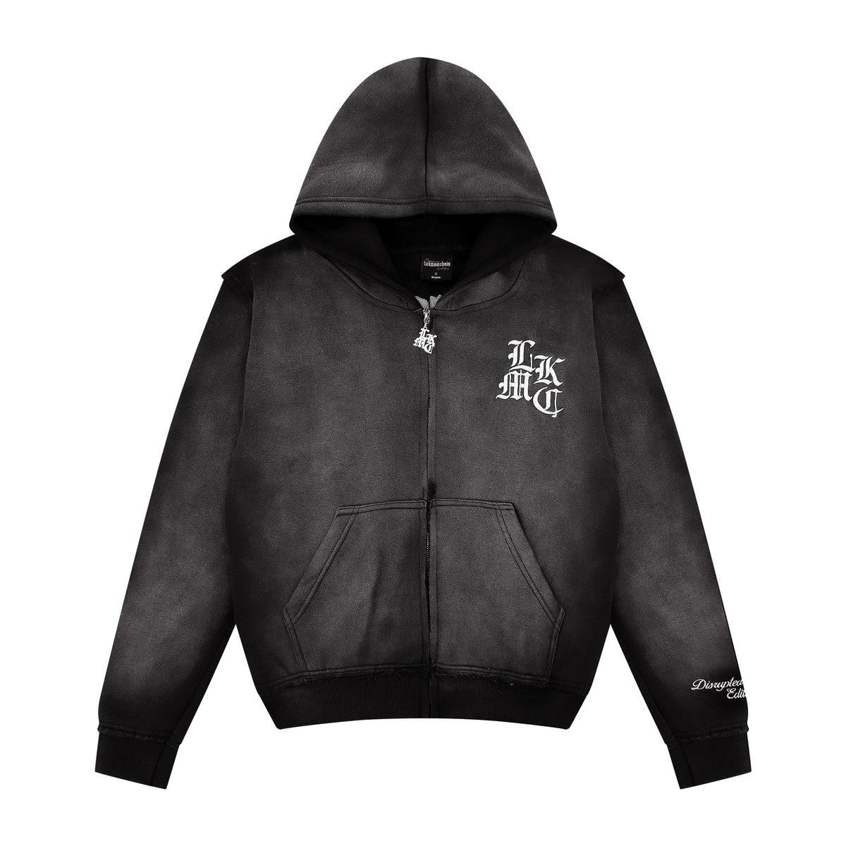 Distressed Zip Hoodie Dark Gray
