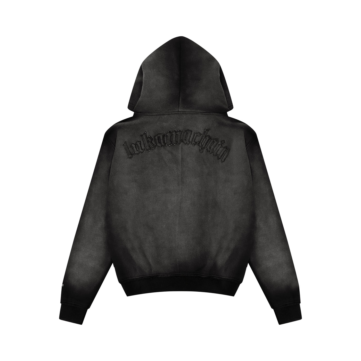 Dark Grey Hoodie with Patched Graphics and Zip