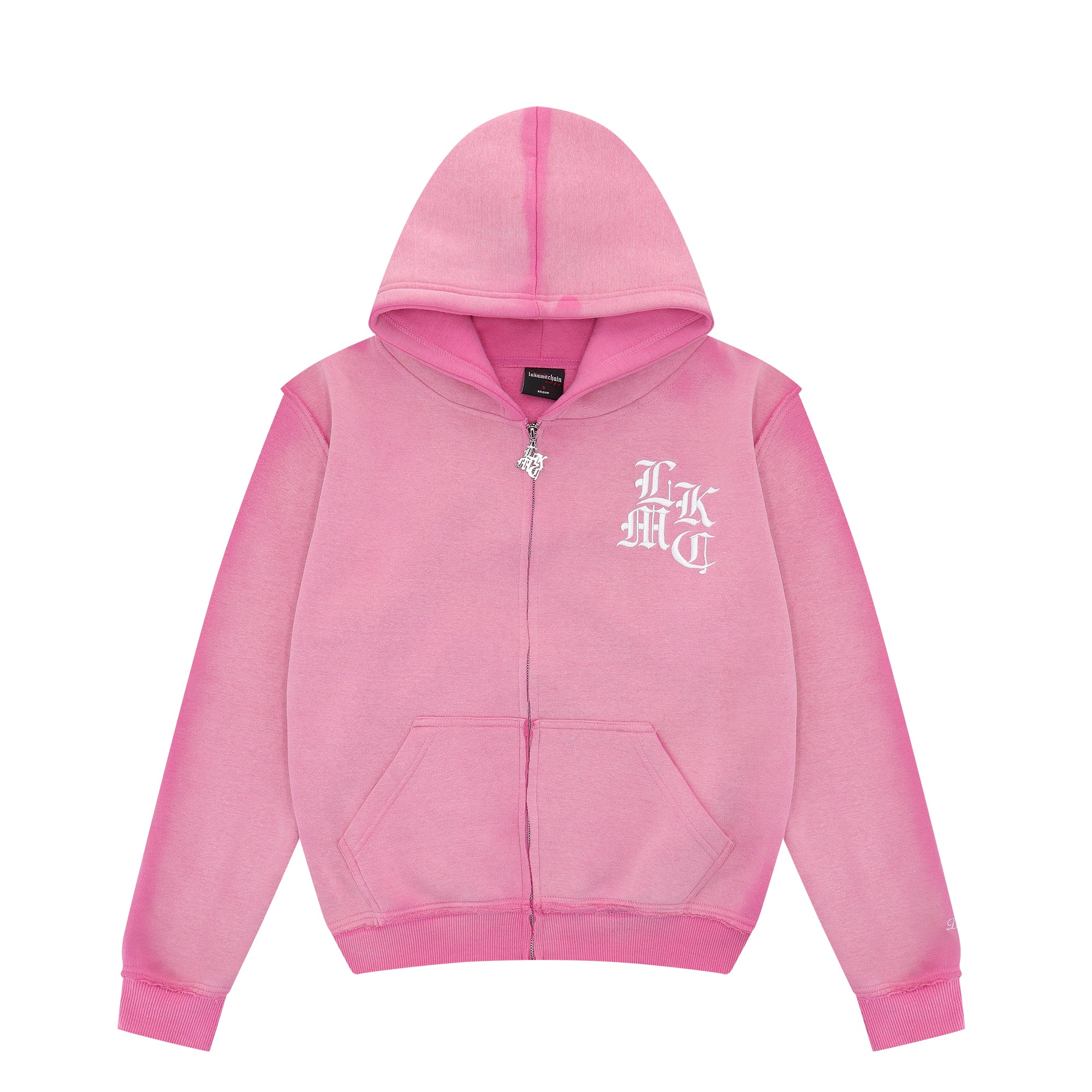 Distressed Zip Hoodie Pink (Male version)