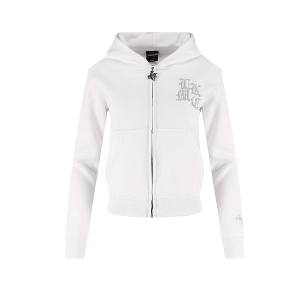 Distressed Zip Hoodie White (Female version)