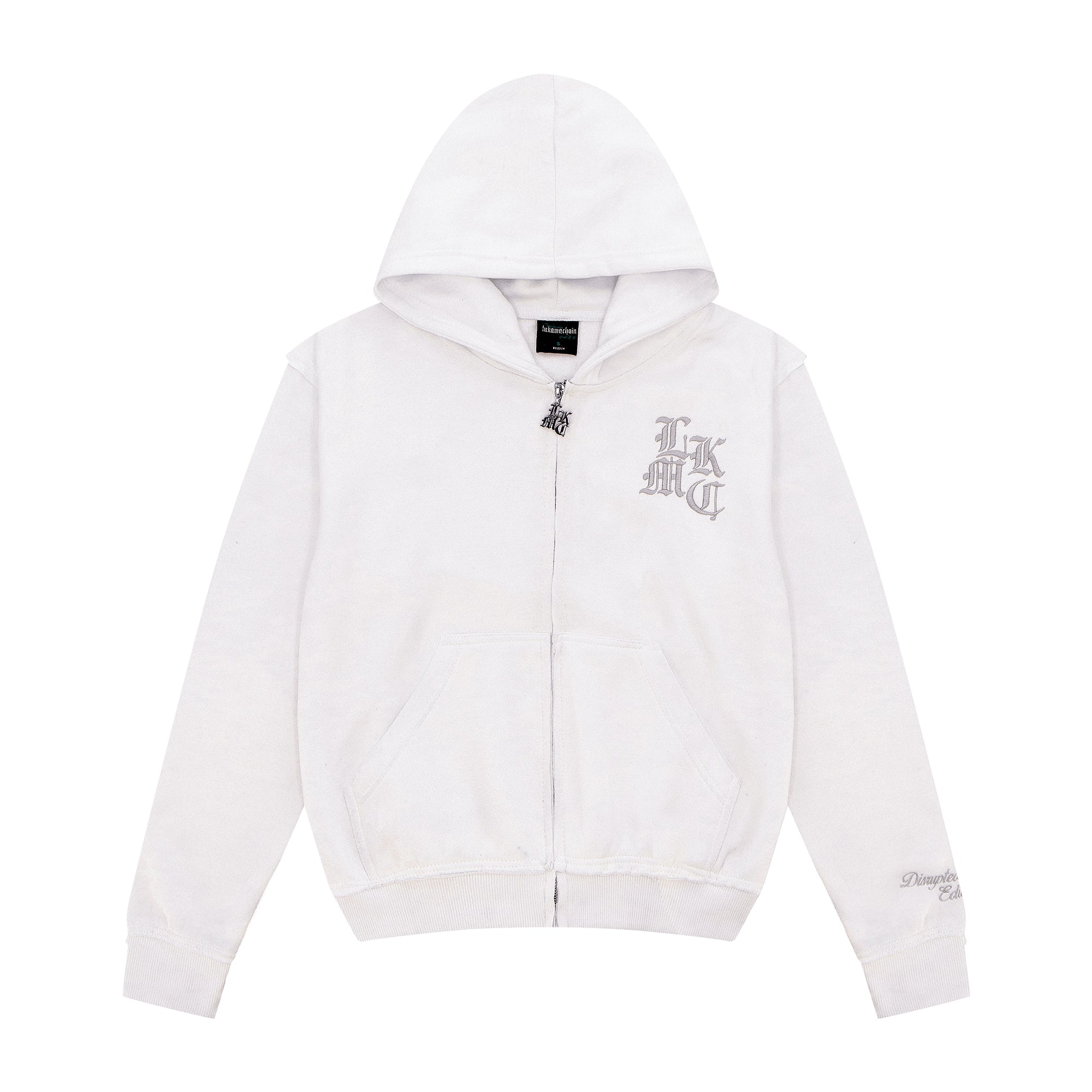 Distressed Zip Hoodie White (Male version)