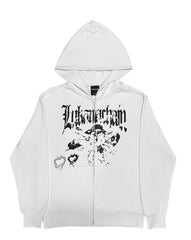 Chrome Zip Up Hoodie White