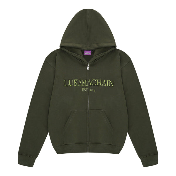 Essential Hoodie Zip Up Army Green
