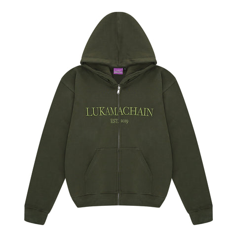 Essential Hoodie Zip Up Army Green