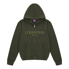 Essential Hoodie Zip Up Army Green