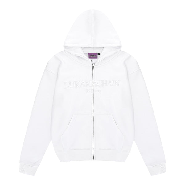 Essential Zip Up Hoodie White