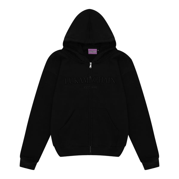 Essential Zip Up Hoodie Black