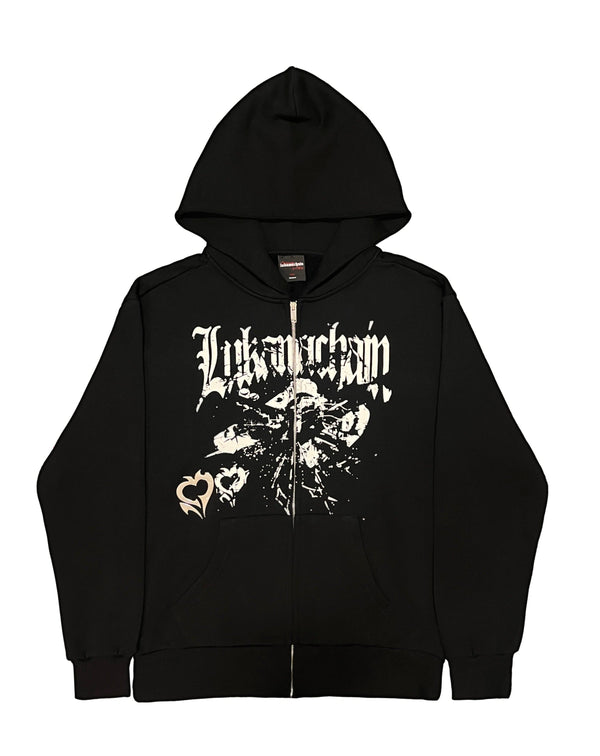 Chrome Zip Up Hoodie Black