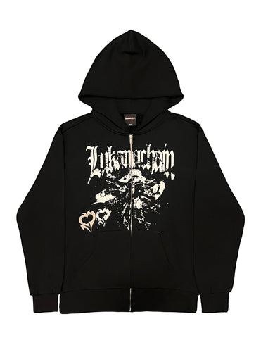Chrome Zip Up Hoodie Black
