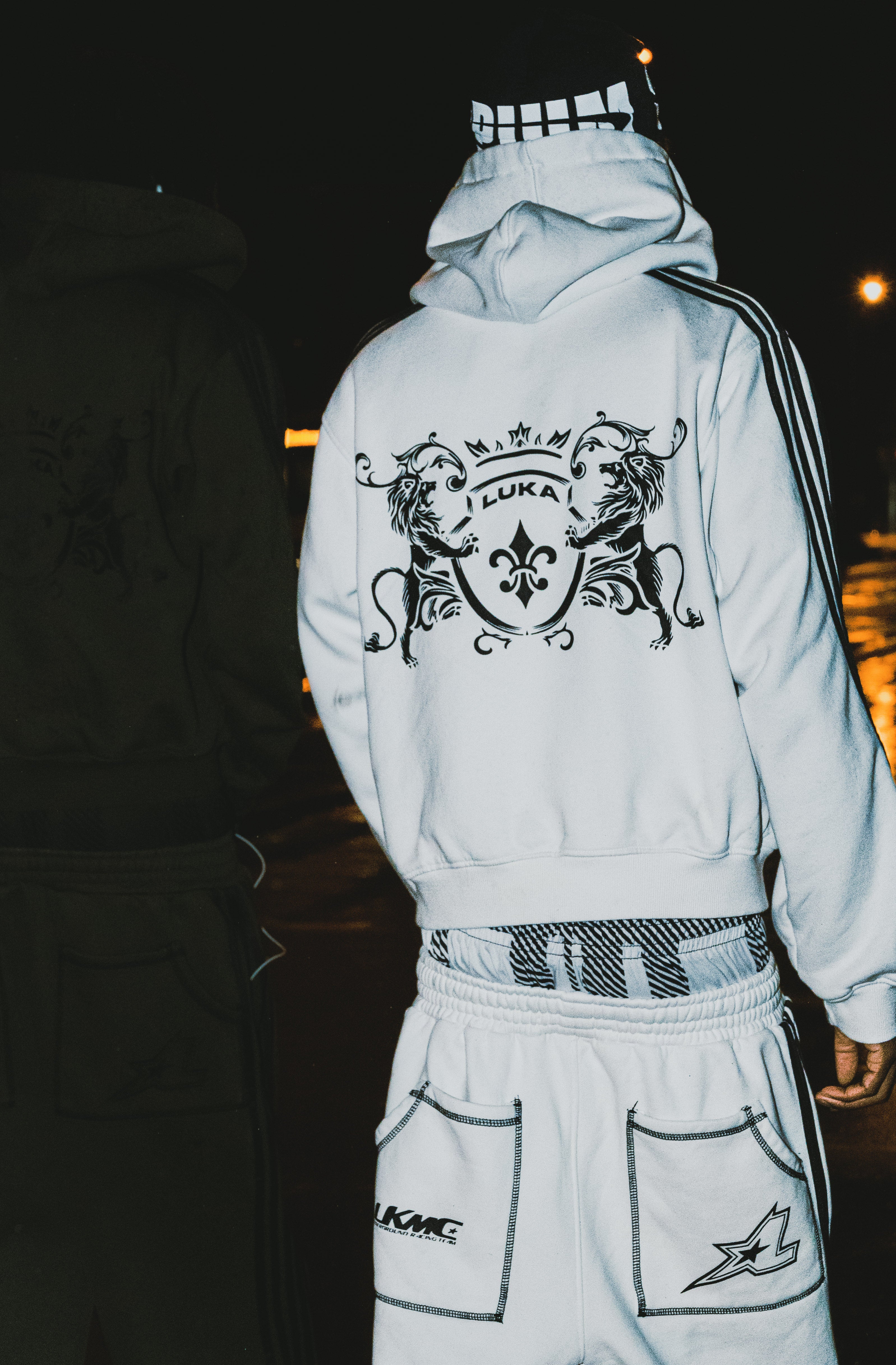 Zip Hoodie Striped - White