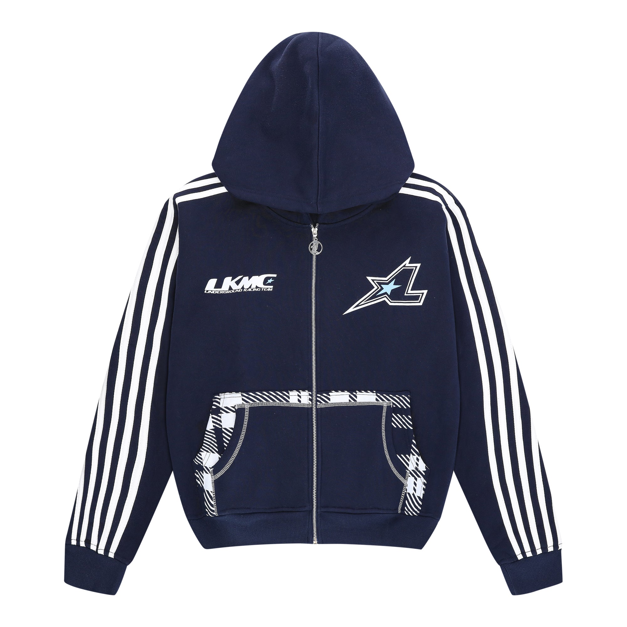 Zip Hoodie Striped - Navy