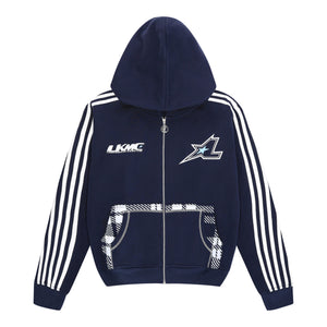 Zip Hoodie Striped - Navy