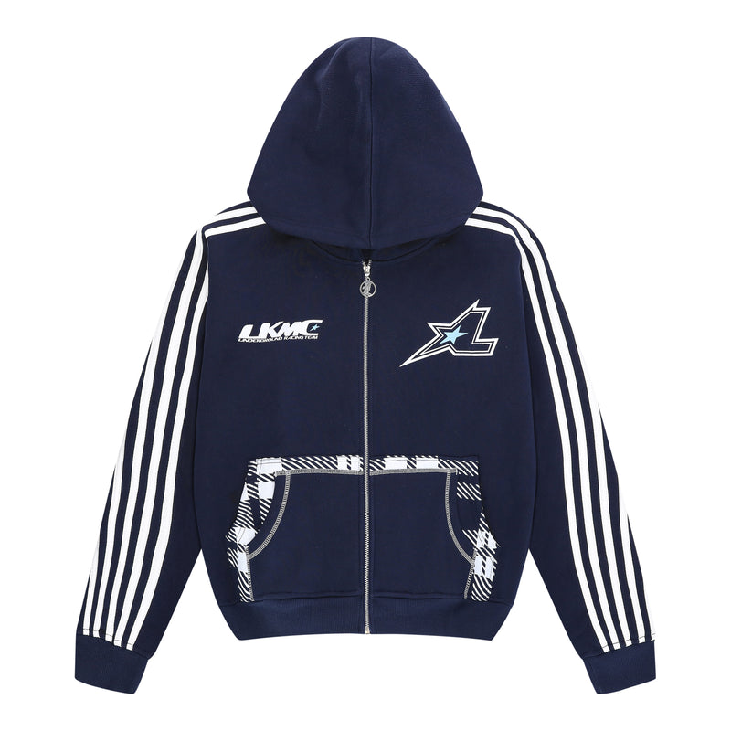 Zip Hoodie Striped - Navy