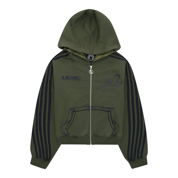 Zip Hoodie Striped - Army Green