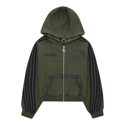 Zip Hoodie Striped - Army Green