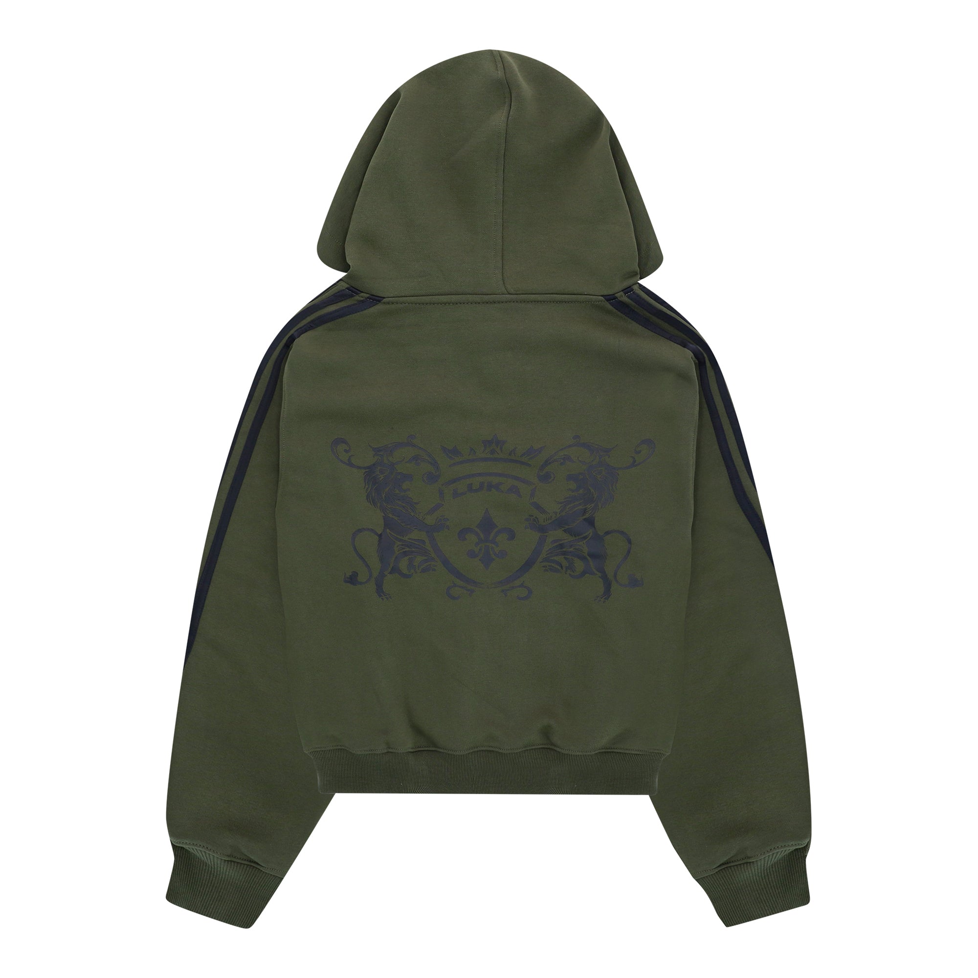 Zip Hoodie Striped - Army Green