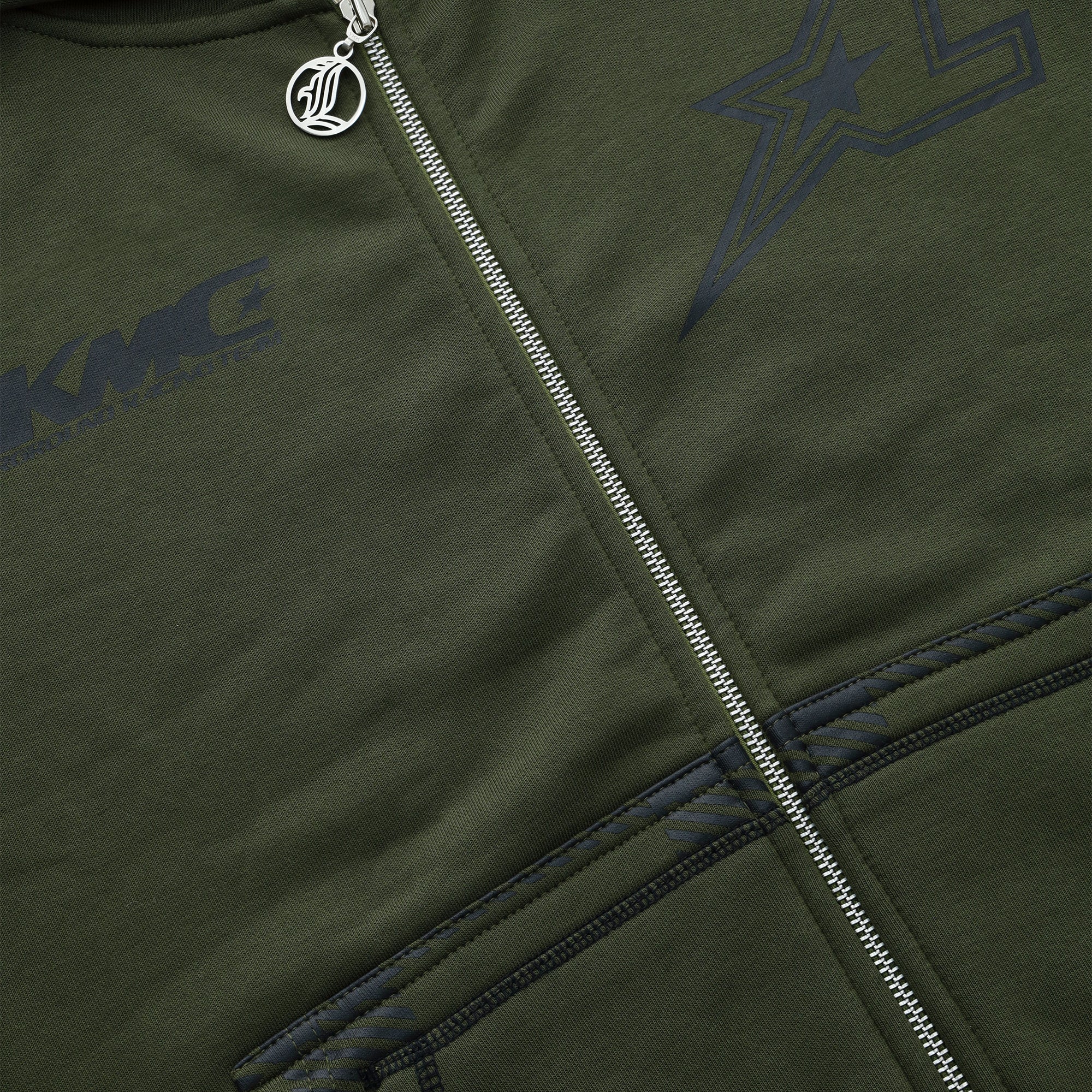 Zip Hoodie Striped - Army Green