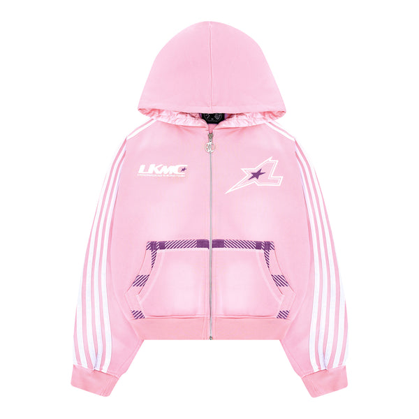 Zip Hoodie Striped - Pink