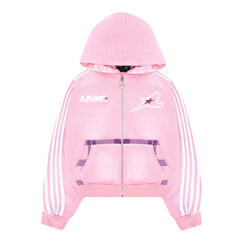 Zip Hoodie Striped - Pink