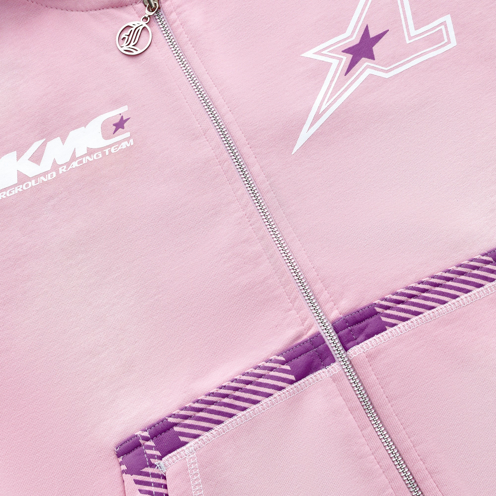 Zip Hoodie Striped - Pink