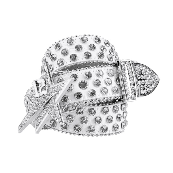 Diamonds Star Belt - White