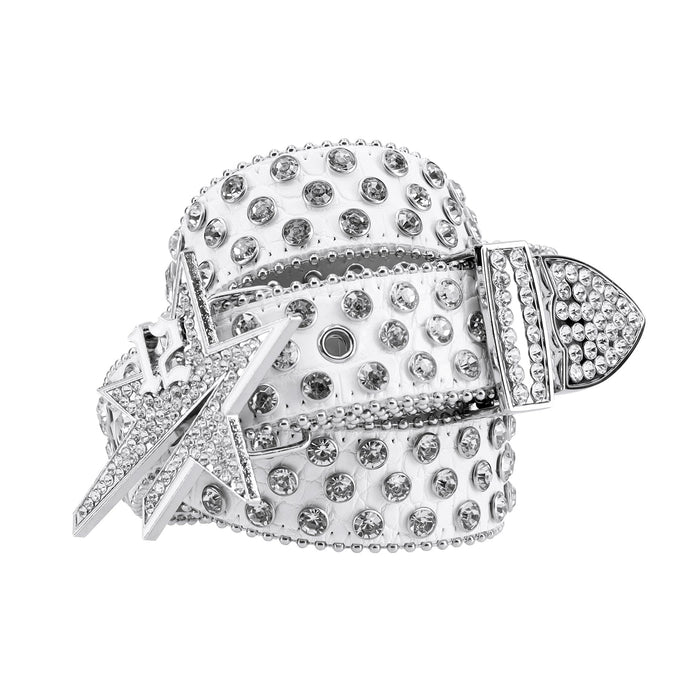 Diamonds Star Belt - White