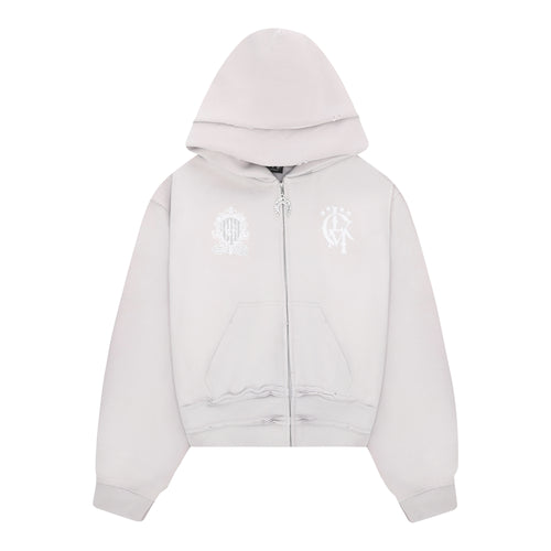Distressed Zip Hoodie 2.0 - Light Gray