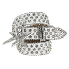 Diamonds Star Belt White
